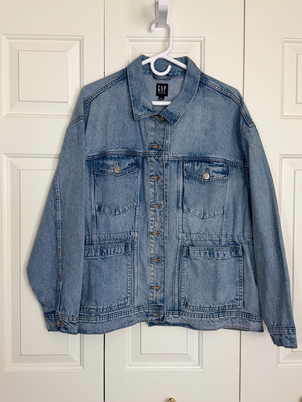 NWT GAP Denim Utility Chore Jacket - Oversized Drawstring Waist - XL